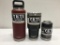 3 Items; YETI Rambler 36oz Bottle, Rambler 30oz Tumbler, Rambler Colster, Brick Red, Black