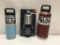 3 Items; YETI Rambler 18oz Bottle, Rambler Cup Cap, Rambler 36oz Bottle, Sky Blue, Brick Red