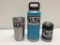 3 Items; YETI Rambler 20oz Tumbler, Rambler 36oz Bottle, Rambler Colster, Stainless Steel, Reef Blue