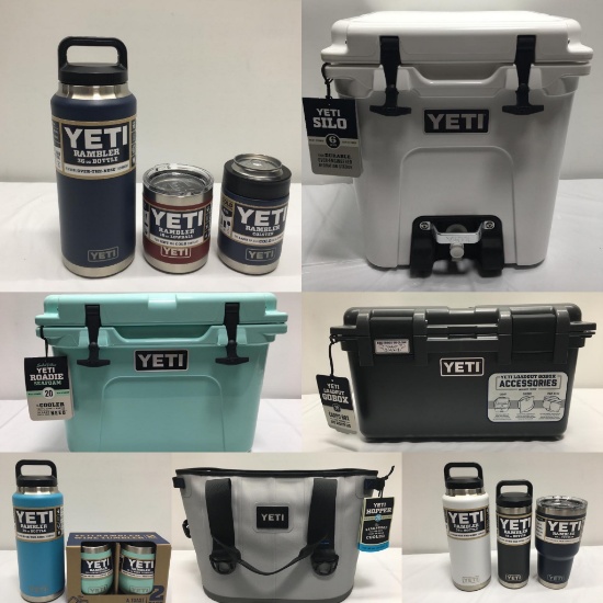 Sept 6, 90 Lots of YETI Coolers, Bottles, Tumblers