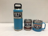 3 Items; YETI Rambler 36oz Bottle, Rambler 10oz Lowball, Rambler 14oz Mug, Reef Blue, Brick Red