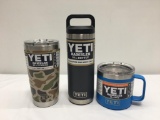 3 Items; YETI Rambler 20oz Tumbler, Rambler 18oz Bottle, Rambler 14oz Mug, Camo, Charcoal