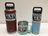 3 Items; YETI Rambler 36oz Bottle, Rambler 14oz Mug, Rambler 18oz Bottle, Brick Red, Seafoam