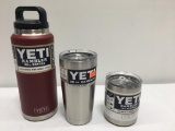 3 Items; YETI Rambler 36oz Bottle, Rambler 20oz Tumbler, Rambler 10oz Lowball, Brick Red, White