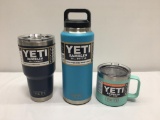 3 Items; YETI Rambler 30oz Tumbler, Rambler 36oz Bottle, Rambler 14oz Mug, Navy, Reef Blue