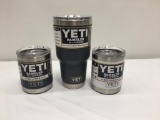 3 Items; YETI Rambler 10oz Lowball, Rambler 30oz Tumbler, Navy, Charcoal, White