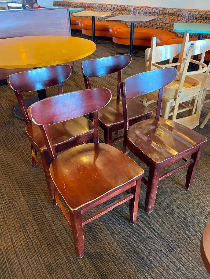 Restaurant Chairs, 4 Solid Wood Restaurant Chairs by AC Furniture Co.