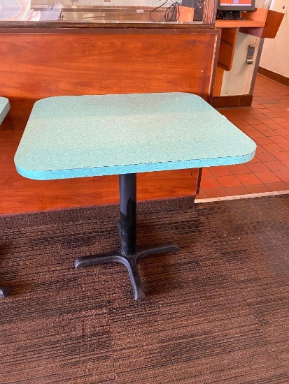 Retro Modern Restaurant Table w/ Pedestal Base, 30in x 28in x 30in