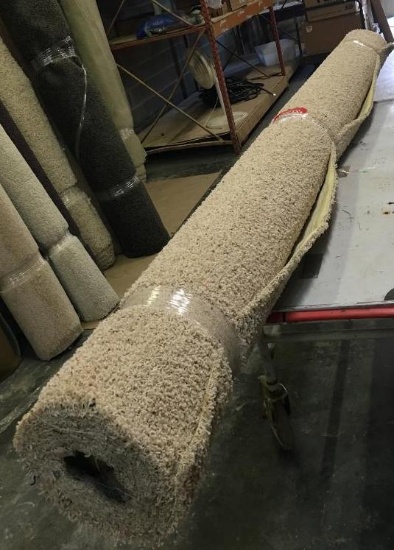 New Carpet Remnant Roll:12ft 6in x 12ft Beige High Traffic