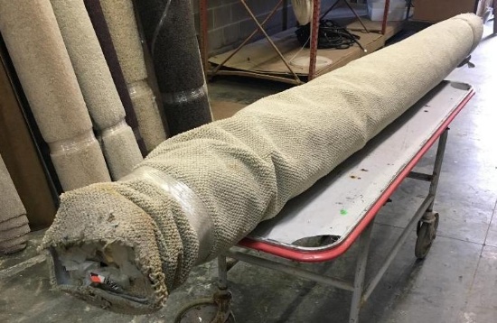 New Carpet Remnant Roll: 10ft 9in x12ft Light Tan High Traffic