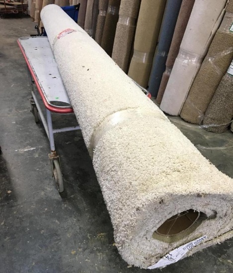 New Carpet Remnant Roll: 12ft 3in x 14ft White