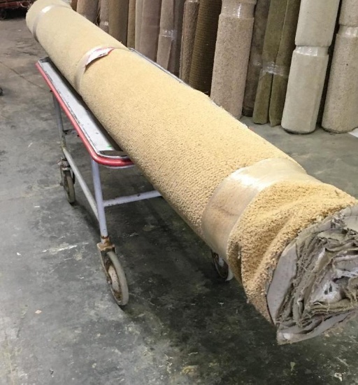 New Carpet Remnant Roll: 12ft x 14ft Light Brown High Traffic