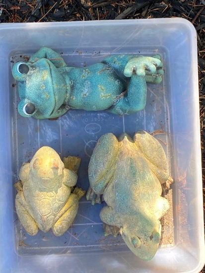 Lot of 3 Frog Yard D?cor