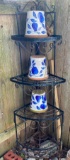 Wrought Iron Corner Shelf w/Three Flower Pots - 57