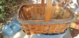 Old Wicker Childs Potty picnic basket and meat hook