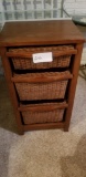 Wood and Wicker 3 drawer Shelving