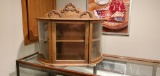 Antique Oak & Glass Curved Front Countertop Showcase 22in x 28in x 12in