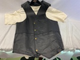 Roman Leather Motorcycle Vest Size L & Under Shirt