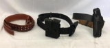 3 Belts, Uncle Mike's Sidekick, Western Leather Belt w/ Ammo Storage, S&W MD/FR