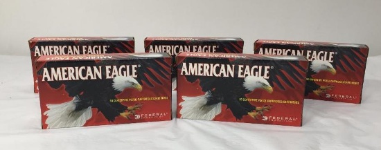 5 Boxes American Eagle 380 Auto 95 Grain Full Metal Jacket per Box Pistol Cartridges, 50 Centerfire