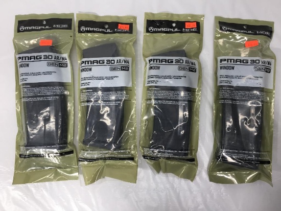 4 Magpul MOE PMAG 30 AR/M4 GEN M2 Window, Rifle Magazine, 5.56x46 NATO/223 Remington 30 Round