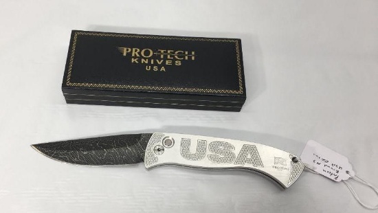 Protech Knives Brend Auto #3 Solid Silver Aluminum Frame With USA, MSRP:$699.99