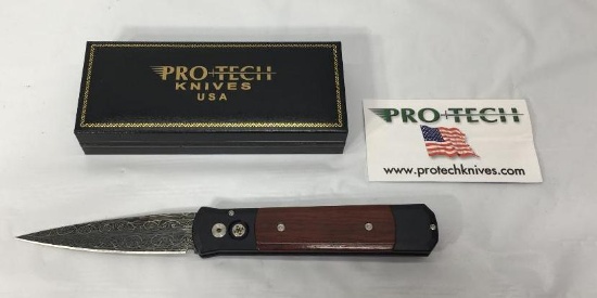 Protech Godfather Satin Black Aluminum with cocobolo Wood inlays knife