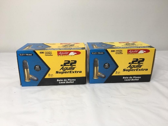 2 Boxes Aguila 22 Super Extra Ammunition Eley Prime, 40 Grains Per Box, 500 Per Box Lead Bullet,