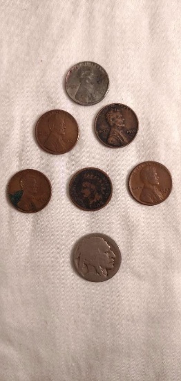Assorted Steel, wheat, and Indian pennies