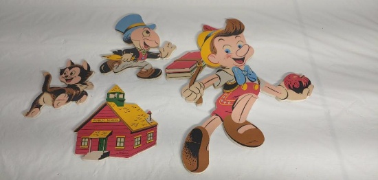 Vintage Walt Disney Pinocchio 1950s Wall Art