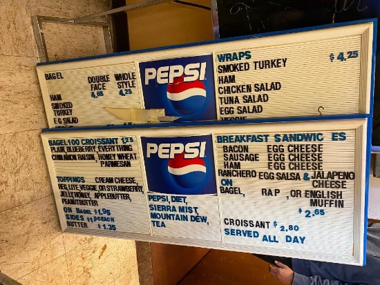 Large Group of Menu Boards w/ Menu Letters, 9 Total Boards, Mostly Pepsi, 14 Boxes of