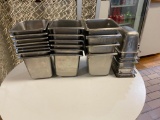 Lot of 24 Stainless Steel Steam Table Pans, (18) 1/6, (6) 1/9