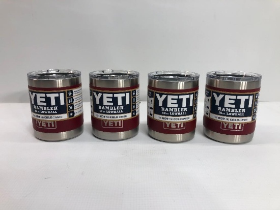 4 Items: YETI Rambler 10oz Lowball, Brick Red