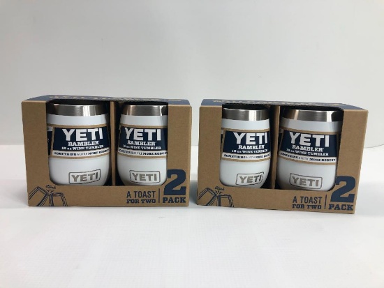 2 Items: YETI 2 Pack Rambler 10oz Wine Tumbler, White