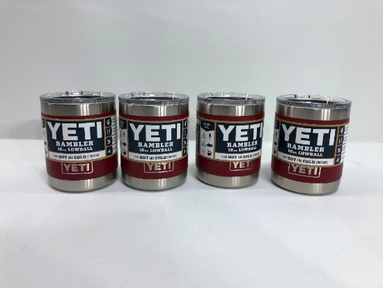 4 Items: YETI Rambler 10oz Lowball, Brick Red