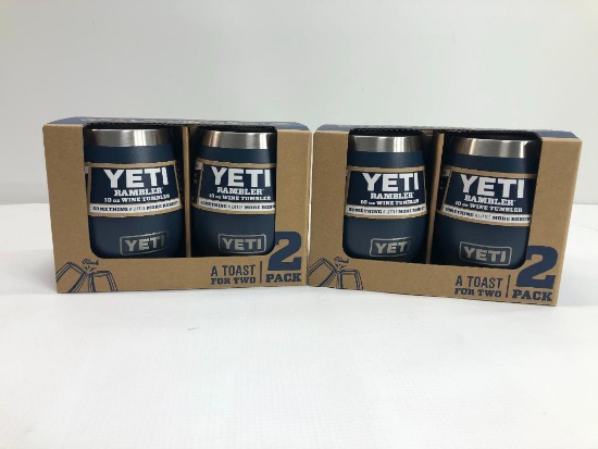 2 Items: YETI 2 Pack Rambler 10oz Wine Tumbler, Navy