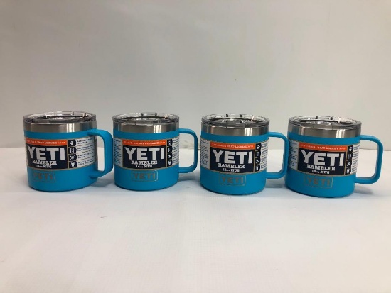 4 Items: YETI Rambler 14oz Mug, Reef Blue