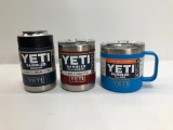 3 Items: YETI 10oz Lowball - Brick Red, YETI 14oz Mug - Tahoe Blue, YETI Colster - Navy