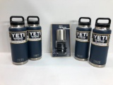 5 Items: YETI Rambler 36oz Bottler Navy, Rambler Cup Cap, Fit all Rambler Bottles