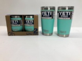 3 Items: YETI 10oz Wine Tumbler 2 Pack - Seafoam, & 2x YETI 20oz Rambler - Both Seafoam