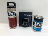 3 Items: YETI 18oz Bottle - Brick Red, YETI Hot Shot Cap for All Rambler Bottles, YETI Colster -