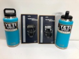 4 Items: 2x YETI 36oz Bottle - Both Reef Blue, 2x YETI Rambler Bottle Straw Cap