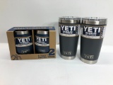 3 Items: YETI Wine Tumbler 2 Pack - Navy, 2x YETI 20oz Rambler - Both Charcoal