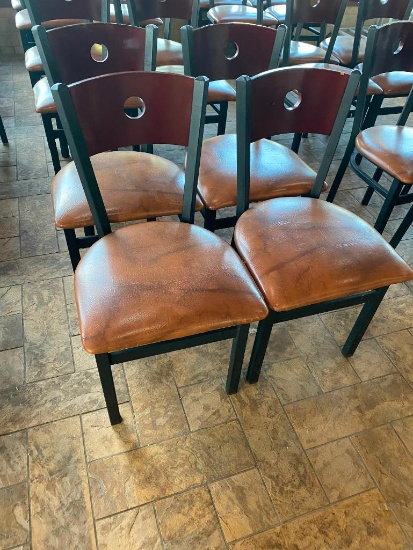 Four Restaurant Chairs by Selected Furniture - Iron Frame, Wood Back, Padded Seat