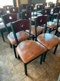 Four Restaurant Chairs by Selected Furniture - Iron Frame, Wood Back, Padded Seat