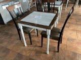 Table and Chairs Set, Tile Top, Wooden Framed, 29in x 29in x 30in