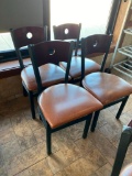 Four Restaurant Chairs by Selected Furniture - Iron Frame, Wood Back, Padded Seat