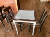 Table and Chairs Set, Tile Top, Wooden Framed, 29in x 29in x 30in