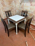 Table and Chairs Set, Tile Top, Wooden Framed, 29in x 29in x 30in