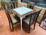 Table and Chairs Set, Tile Top, Wooden Framed, 29in x 29in x 30in